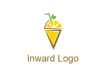 lemon with leaves and straw on cone