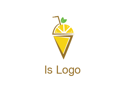lemon with leaves and straw on cone
