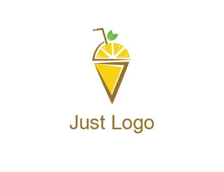 lemon with leaves and straw on cone