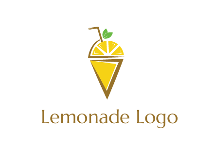 lemon with leaves and straw on cone