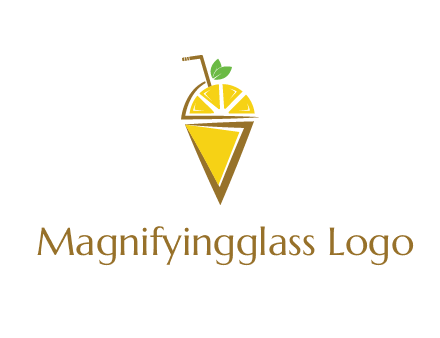 lemon with leaves and straw on cone