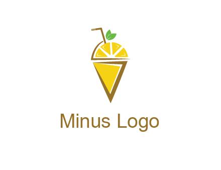 lemon with leaves and straw on cone
