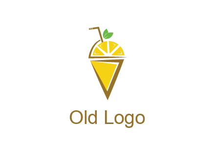 lemon with leaves and straw on cone