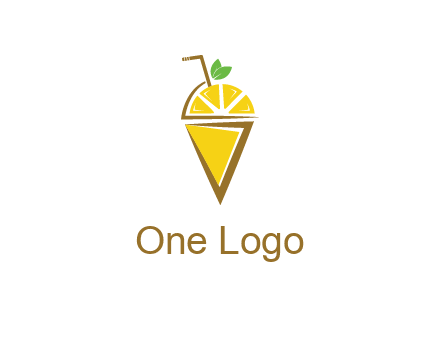 lemon with leaves and straw on cone