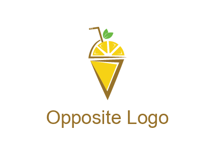 lemon with leaves and straw on cone