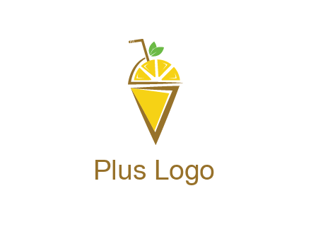 lemon with leaves and straw on cone