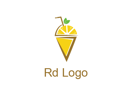 lemon with leaves and straw on cone
