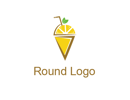 lemon with leaves and straw on cone