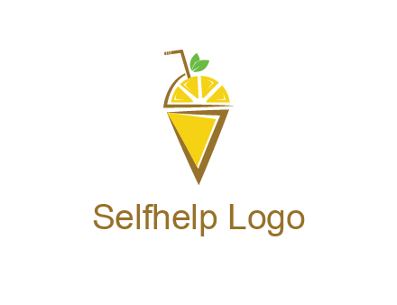 lemon with leaves and straw on cone