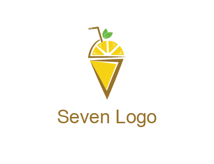 lemon with leaves and straw on cone