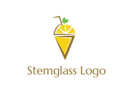 lemon with leaves and straw on cone