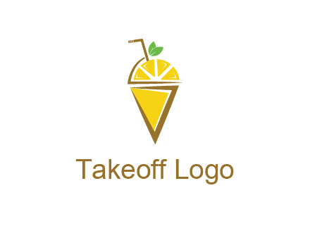 lemon with leaves and straw on cone