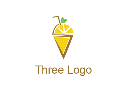 lemon with leaves and straw on cone