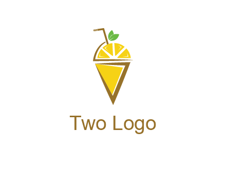 lemon with leaves and straw on cone