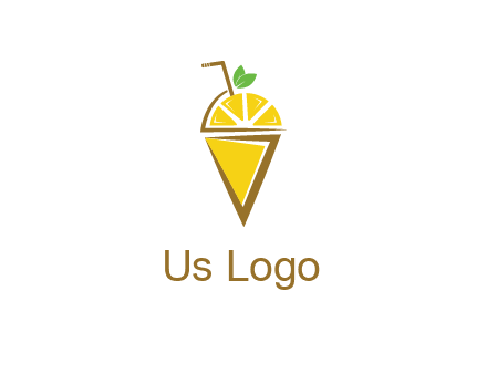 lemon with leaves and straw on cone