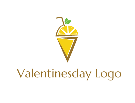 lemon with leaves and straw on cone
