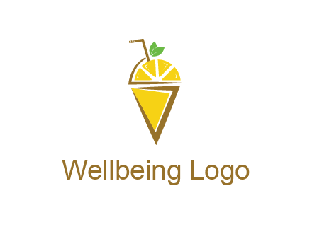 lemon with leaves and straw on cone