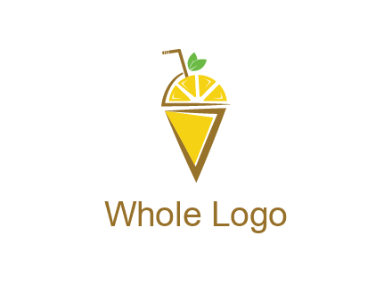 lemon with leaves and straw on cone