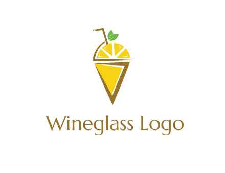 lemon with leaves and straw on cone