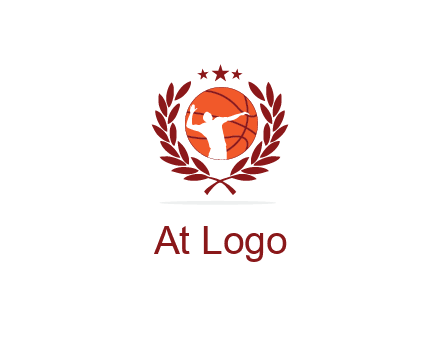 negative spacing basketballer in basketball with leaves and star
