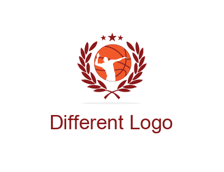 negative spacing basketballer in basketball with leaves and star