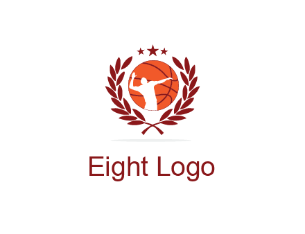 negative spacing basketballer in basketball with leaves and star