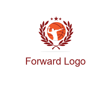 negative spacing basketballer in basketball with leaves and star
