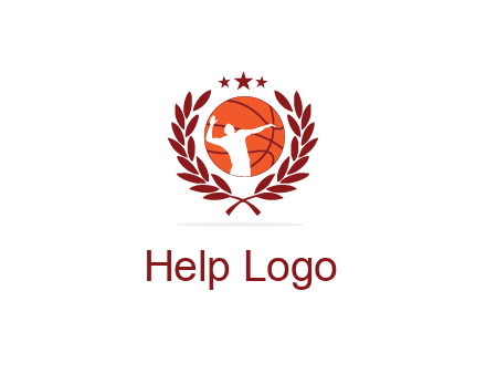 negative spacing basketballer in basketball with leaves and star