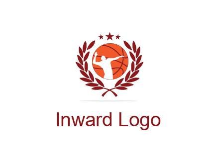 negative spacing basketballer in basketball with leaves and star