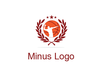 negative spacing basketballer in basketball with leaves and star