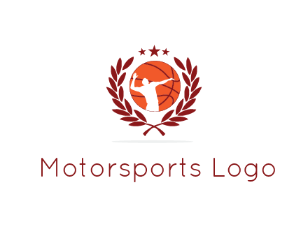 negative spacing basketballer in basketball with leaves and star