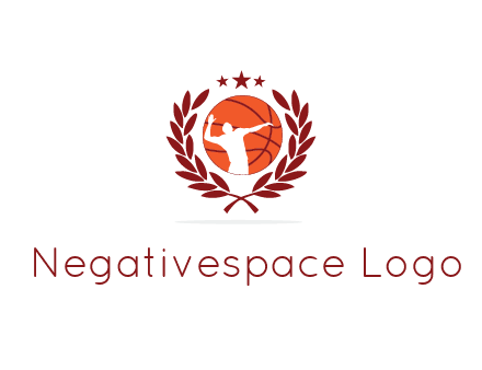 negative spacing basketballer in basketball with leaves and star