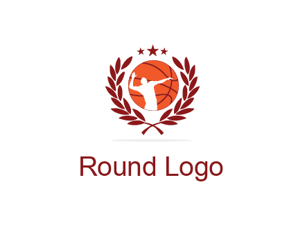 negative spacing basketballer in basketball with leaves and star