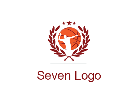 negative spacing basketballer in basketball with leaves and star