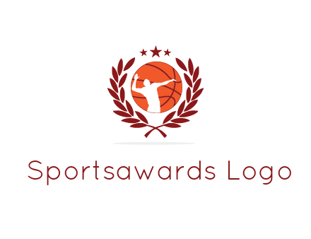 negative spacing basketballer in basketball with leaves and star