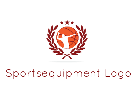 negative spacing basketballer in basketball with leaves and star