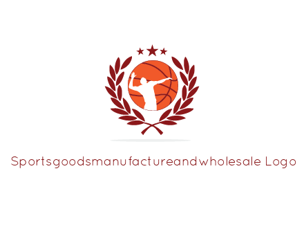 negative spacing basketballer in basketball with leaves and star