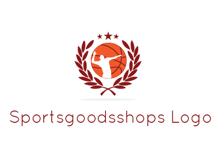 negative spacing basketballer in basketball with leaves and star