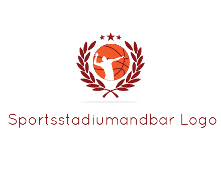 negative spacing basketballer in basketball with leaves and star