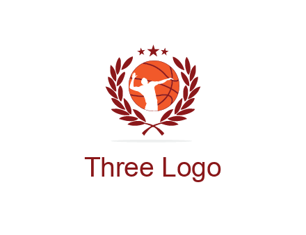 negative spacing basketballer in basketball with leaves and star