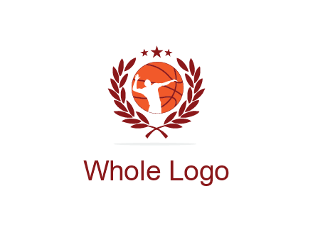 negative spacing basketballer in basketball with leaves and star