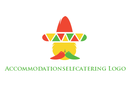 polygonal Mexican hat with chilies as moustache 