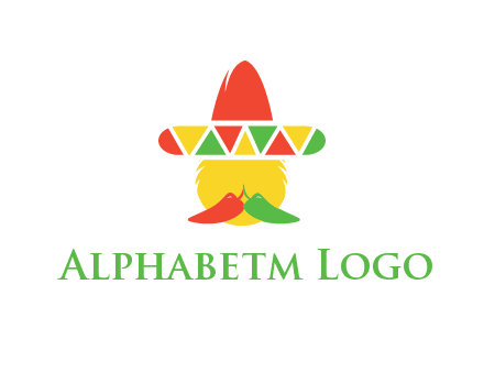 polygonal Mexican hat with chilies as moustache 