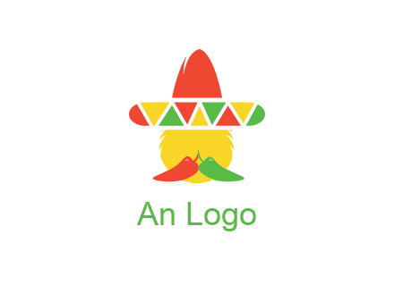 polygonal Mexican hat with chilies as moustache 