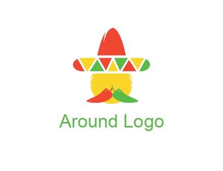 polygonal Mexican hat with chilies as moustache 