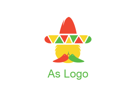 polygonal Mexican hat with chilies as moustache 