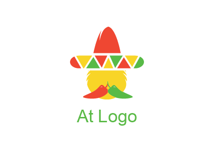 polygonal Mexican hat with chilies as moustache 