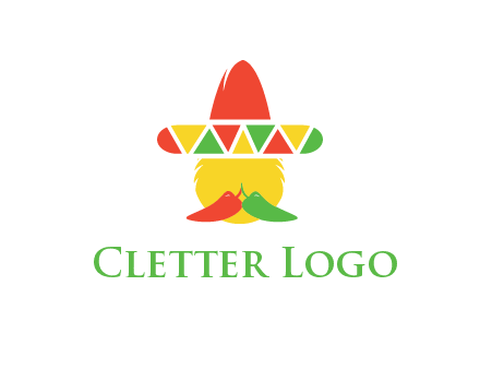 polygonal Mexican hat with chilies as moustache 