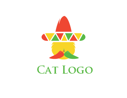 polygonal Mexican hat with chilies as moustache 