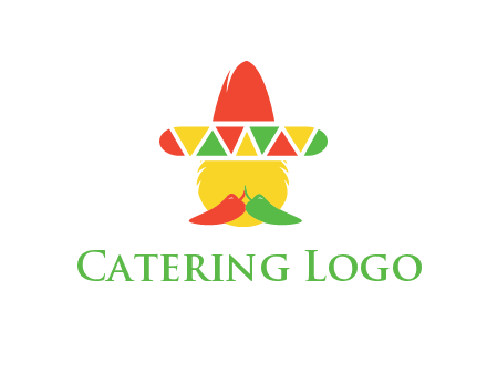 polygonal Mexican hat with chilies as moustache 